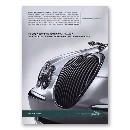 2002 Jaguar S Type Sexy Date You Find Out Is Also Gourmet Cook Vintage Magazine Print Ad