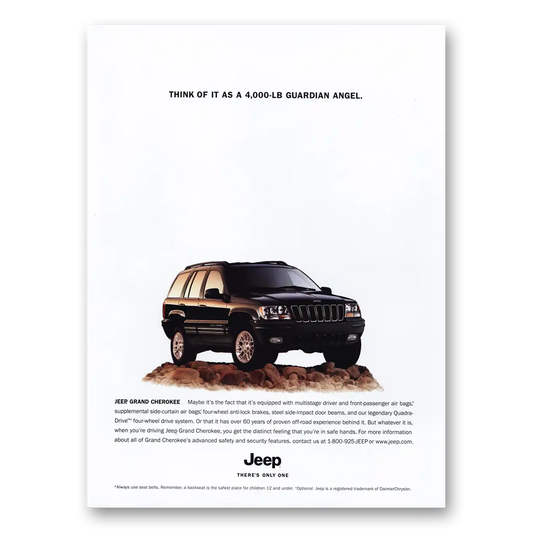 2001 Jeep Grand Cherokee Think of It As a 4000 Lb Guardian Angel Vintage Magazine Print Ad