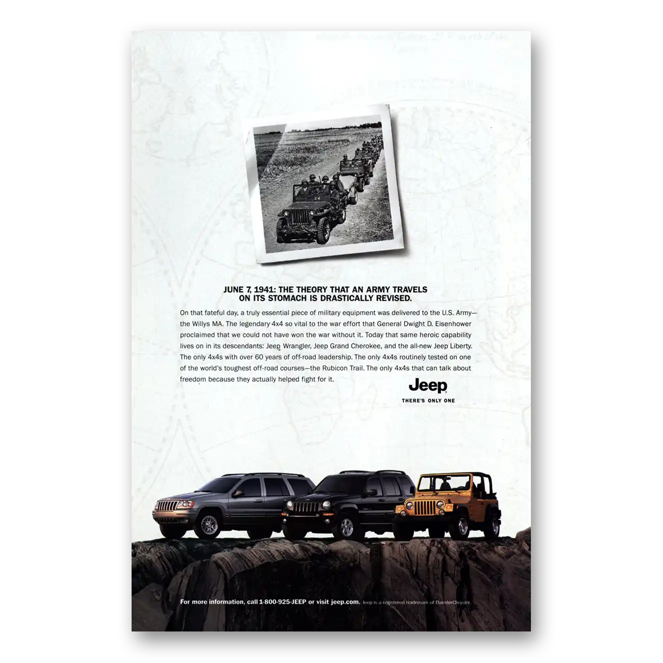 2002 Jeep Theory That Army Travels On Its Stomach Vintage Magazine Print Ad