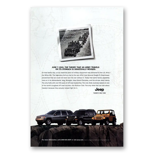 2002 Jeep Theory That Army Travels On Its Stomach Vintage Magazine Print Ad