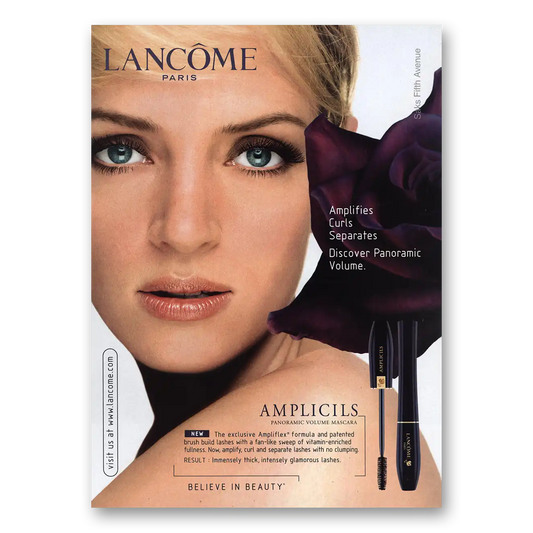 2002 Lancome Cosmetics Paris Amplicils Amplifies Curls Vintage Magazine Print Ad