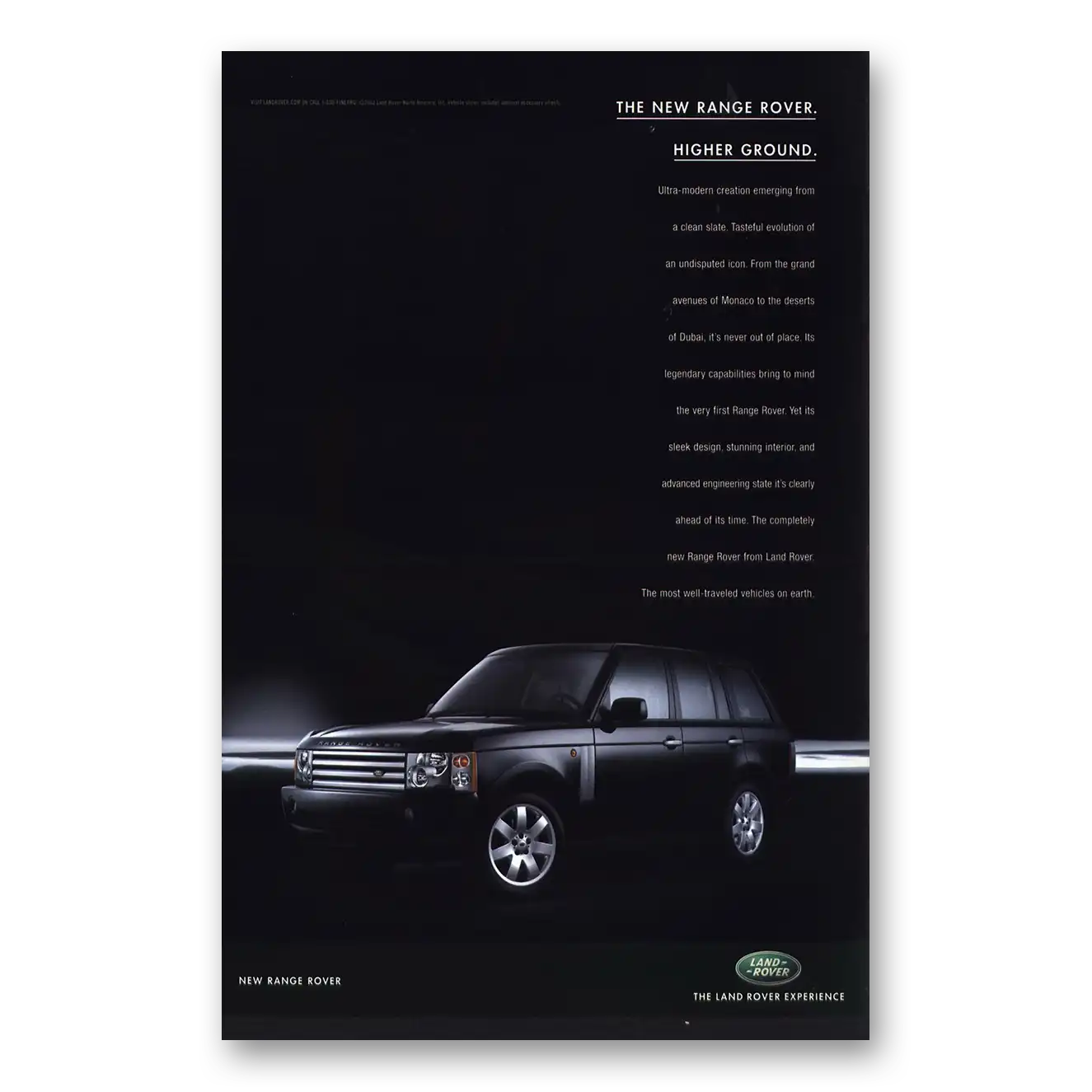 2002 Range Rover Higher Ground Ultra Modern Vintage Magazine Print Ad