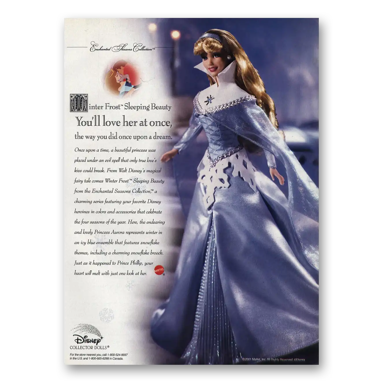 2002 Mattel Winter Frost Sleeping Beauty Vintage Magazine Print Ad