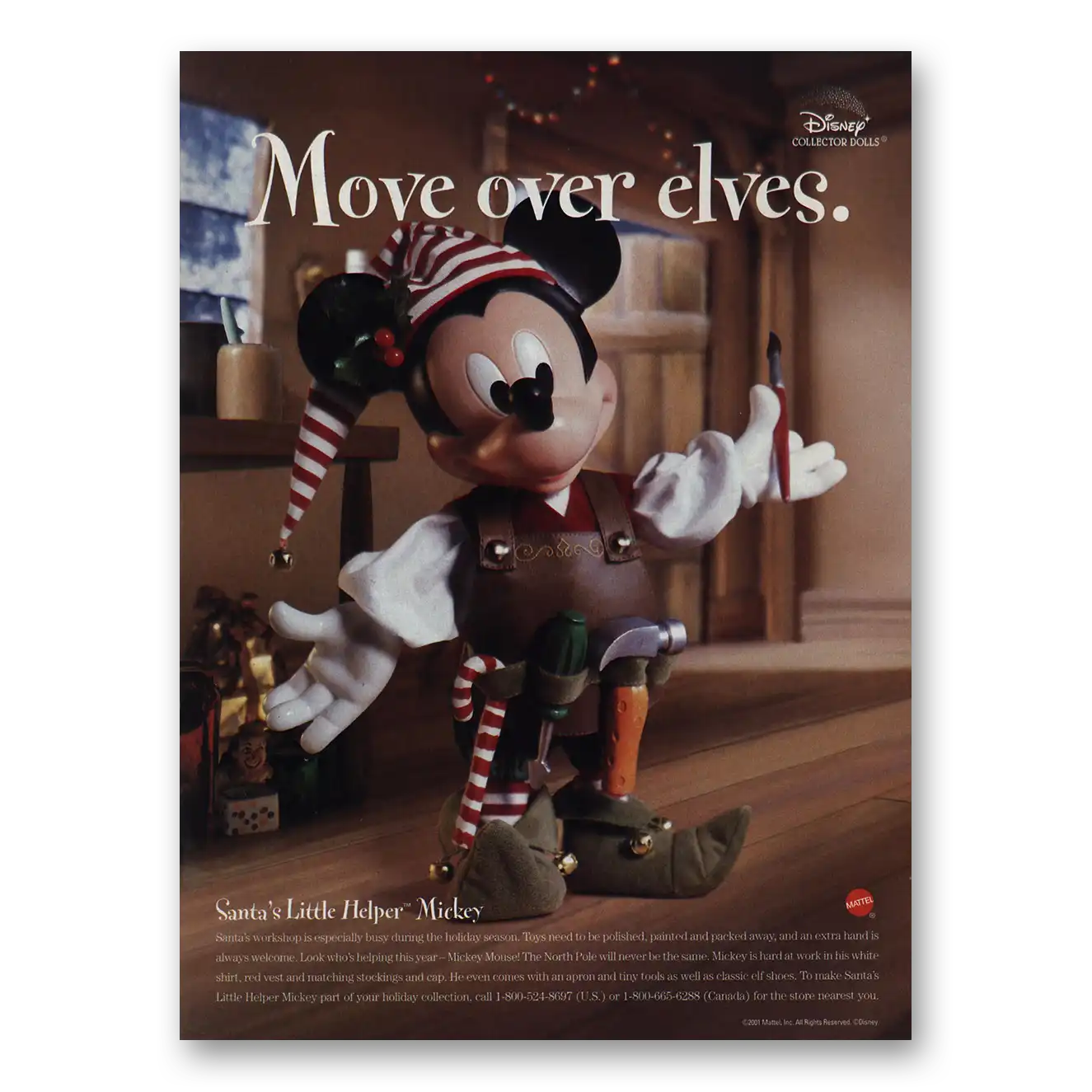 2002 Mattel Santas Little Helper Mickey Vintage Magazine Print Ad