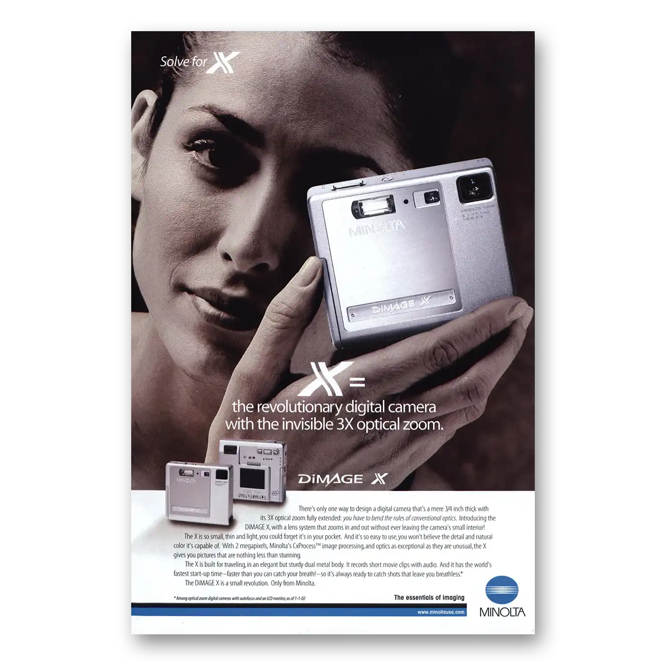 2002 Minolta Dimage X Digital Camera Vintage Magazine Print Ad