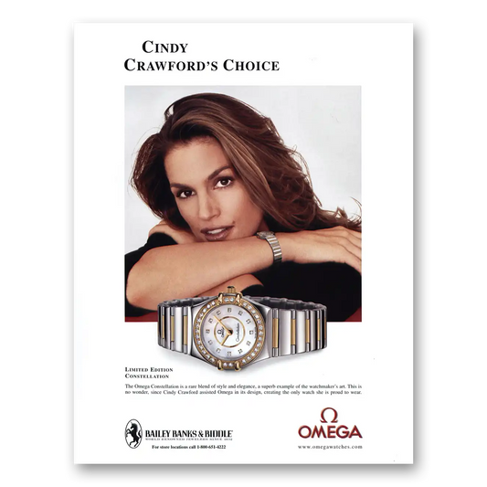 2002 Omega Watch Cindy Crawford Constellation Limited Edition Vintage Magazine Print Ad