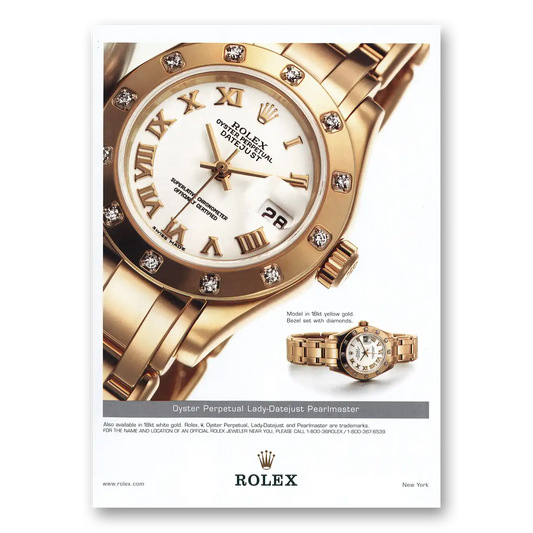 2002 Rolex Watches Oyster Perpetual Lady Datejust Pearlmaster Vintage Magazine Print Ad