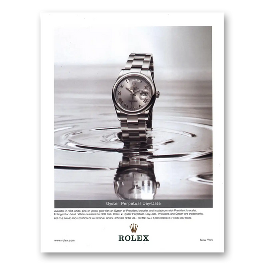 2002 Rolex Oyster Perpetual Day Date Vintage Magazine Print Ad