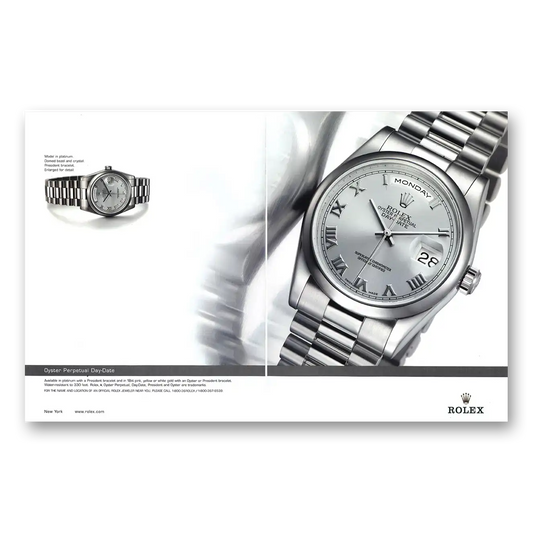 2002 Rolex Oyster Perpetual Platinum Vintage Magazine Print Ad