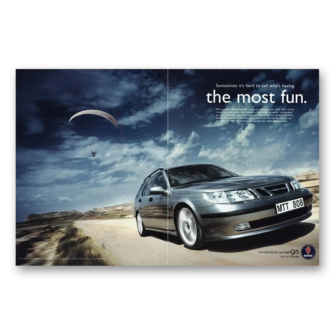 2002 Saab The Most Fun Vintage Magazine Print Ad