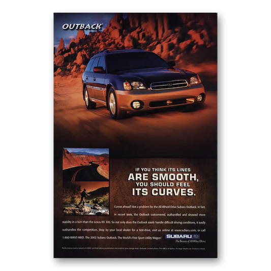 2002 Subaru Outback Lines Are Smooth Vintage Magazine Print Ad