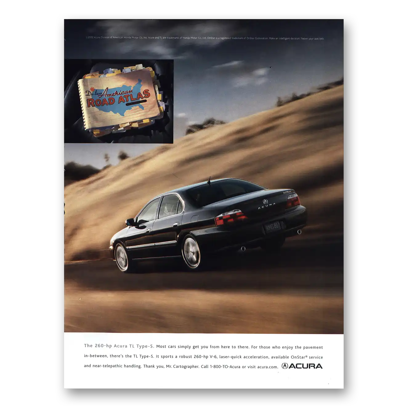 2003 Acura Road Atlas Vintage Magazine Print Ad