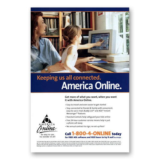 2003 America Online AOL Keeping Us All Connected Vintage Magazine Print Ad