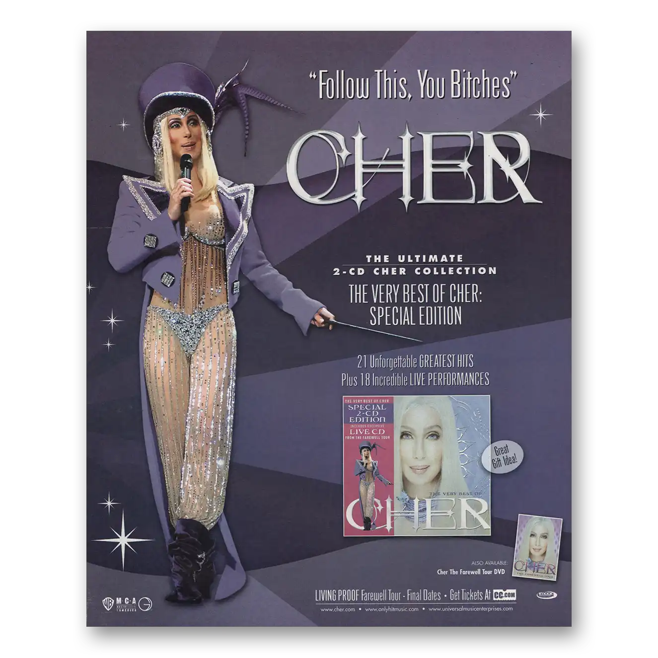 2003 Cher Promo Follow This Very Best of Cher Vintage Magazine Print Ad