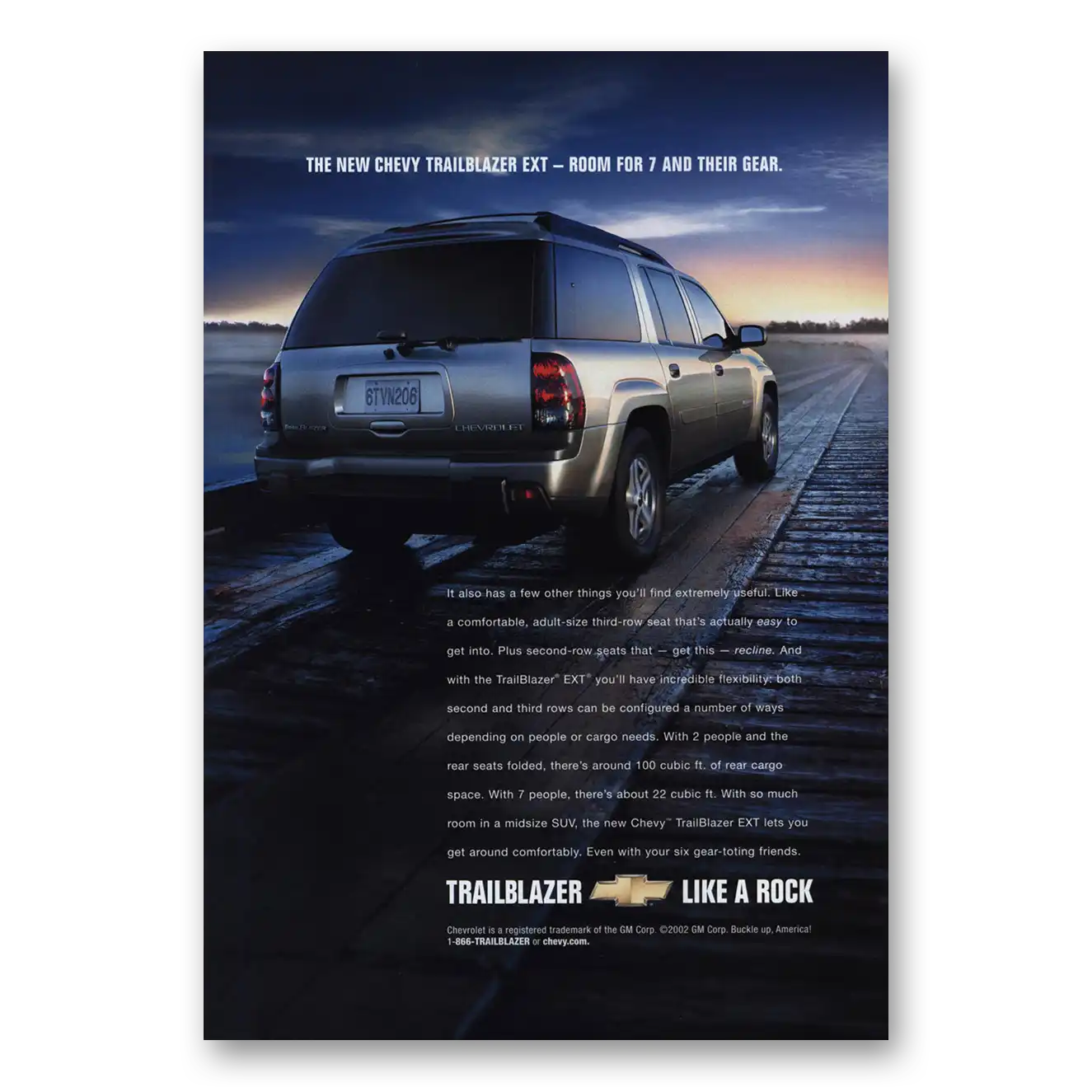 2003 Chevrolet Trailblazer EXT Room for 7 and Their Gear Vintage Magazine Print Ad