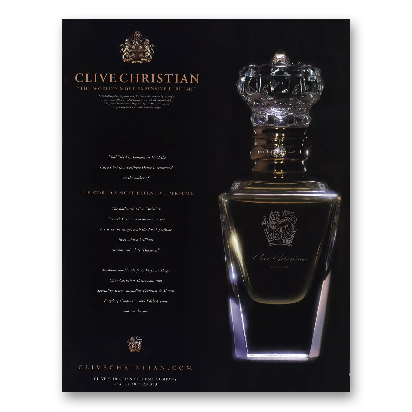 2003 Clive Christian Worlds Most Expensive Perfume Vintage Magazine Print Ad