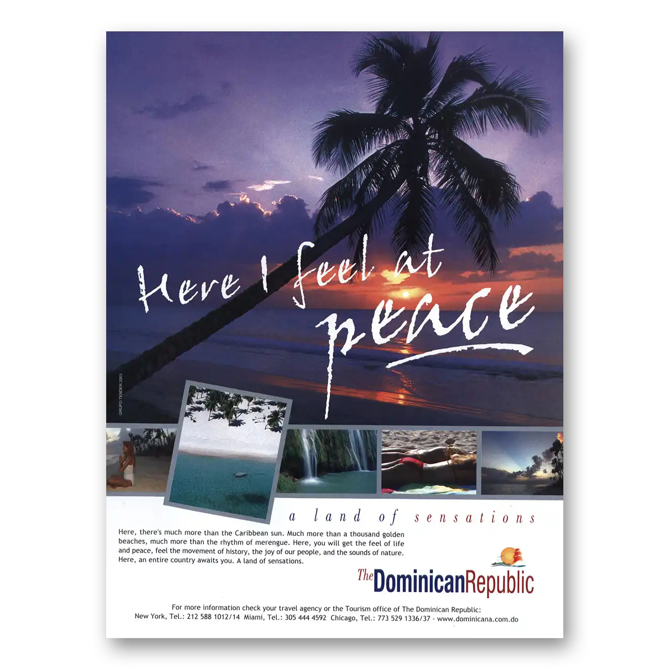 2003 Dominican Republic Here I Feel at Peace Vintage Magazine Print Ad