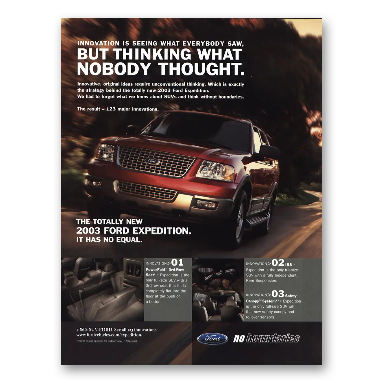 2003 Ford Expedition Thinking What Nobody Thought Vintage Magazine Print Ad