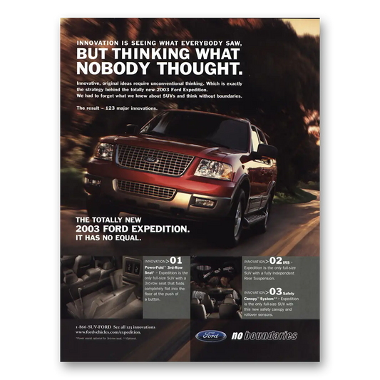 2003 Ford Expedition Thinking What Nobody Thought Vintage Magazine Print Ad