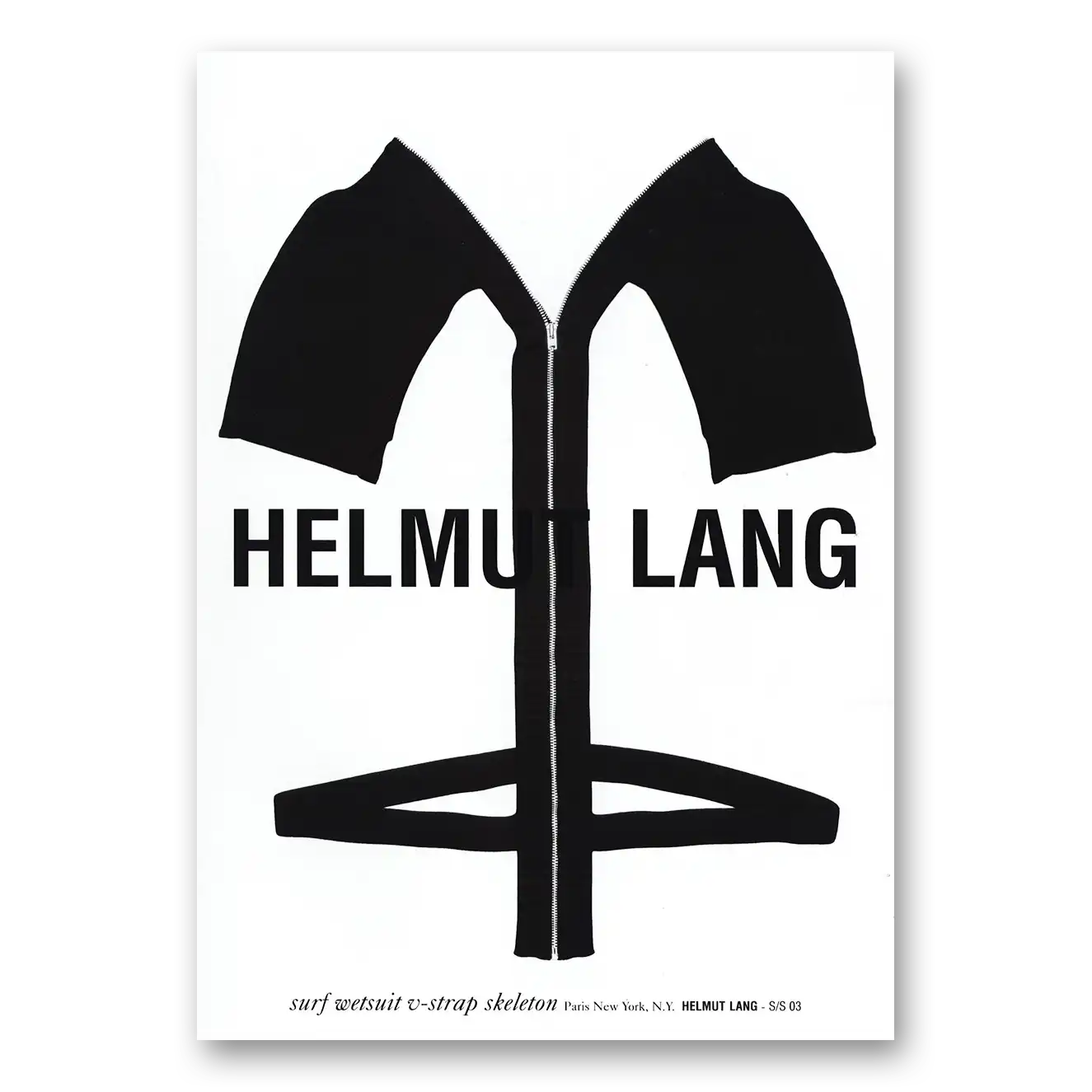 2003 Helmut Lang Surf Wetsuit V Strap Skeleton Vintage Magazine Print Ad