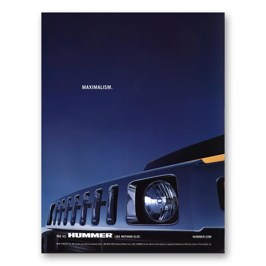 2003 Hummer Maximalism Vintage Magazine Print Ad