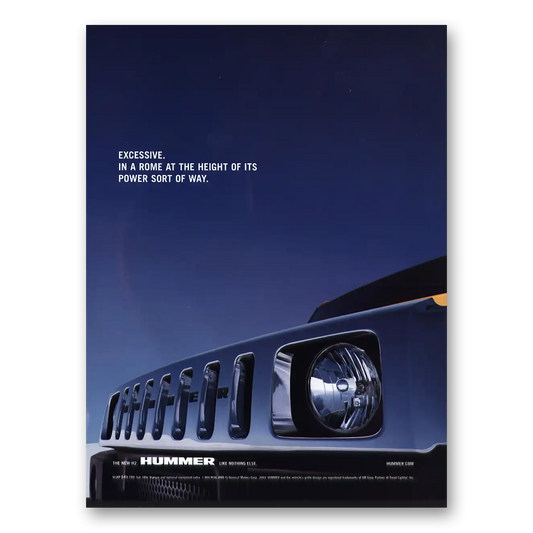 2003 Hummer Excessive In a Rome Vintage Magazine Print Ad