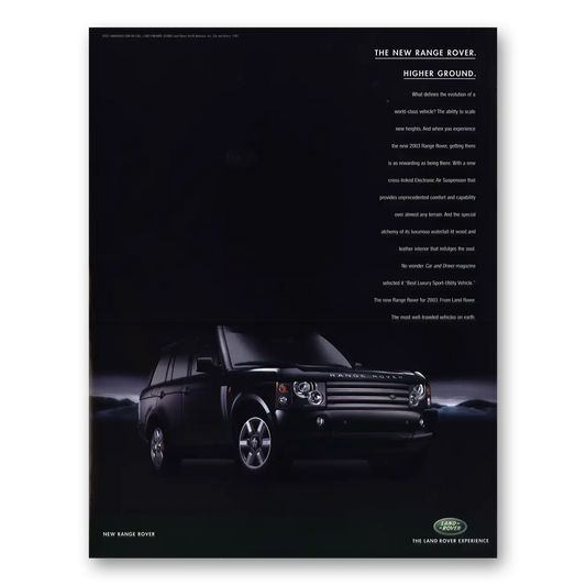 2003 Range Rover New Range Rover Higher Ground Vintage Magazine Print Ad