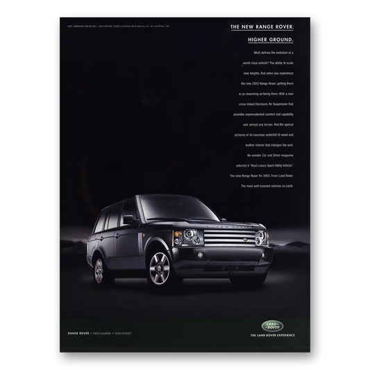 2003 Range Rover New Range Rover Higher Ground Vintage Magazine Print Ad