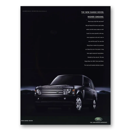 2003 Range Rover Higher Ground Reach Next Level Vintage Magazine Print Ad