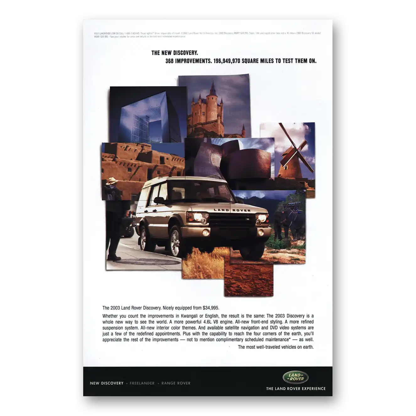 2003 Land Rover New Discovery Vintage Magazine Print Ad