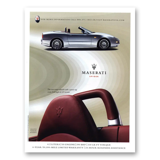 2003 Maserati Two Seater Cabriolet Vintage Magazine Print Ad