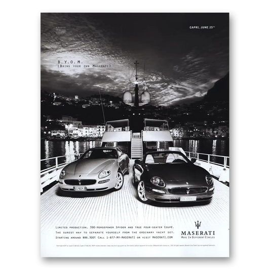 2003 Maserati Spyder and Four Seated Coupe Vintage Magazine Print Ad