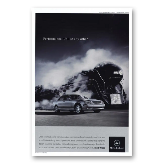 2003 Mercedes Benz Performance Unlike Any Other Train Vintage Magazine Print Ad