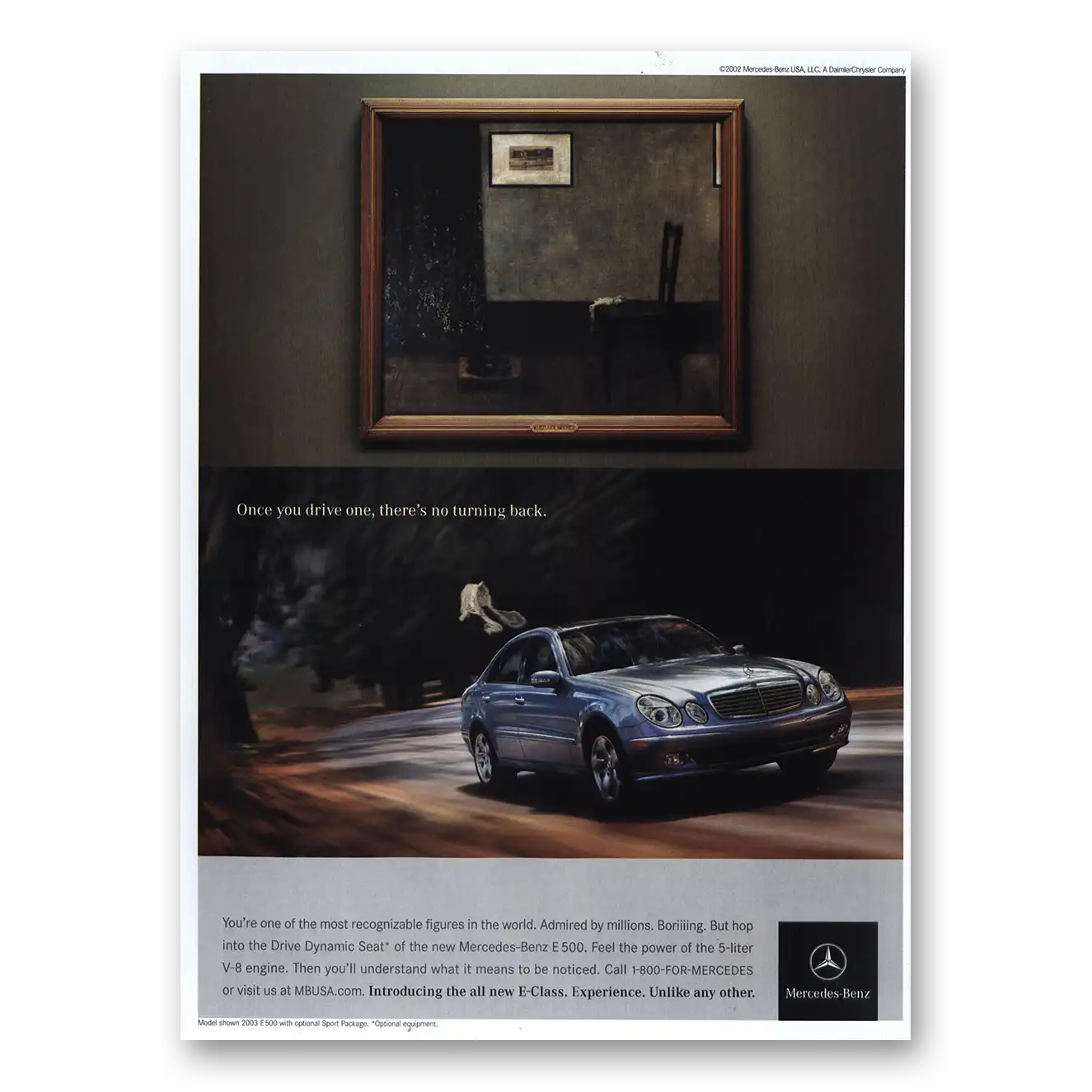 2002 Mercedes Benz E500 Once You Drive One No Turning Back Vintage Magazine Print Ad