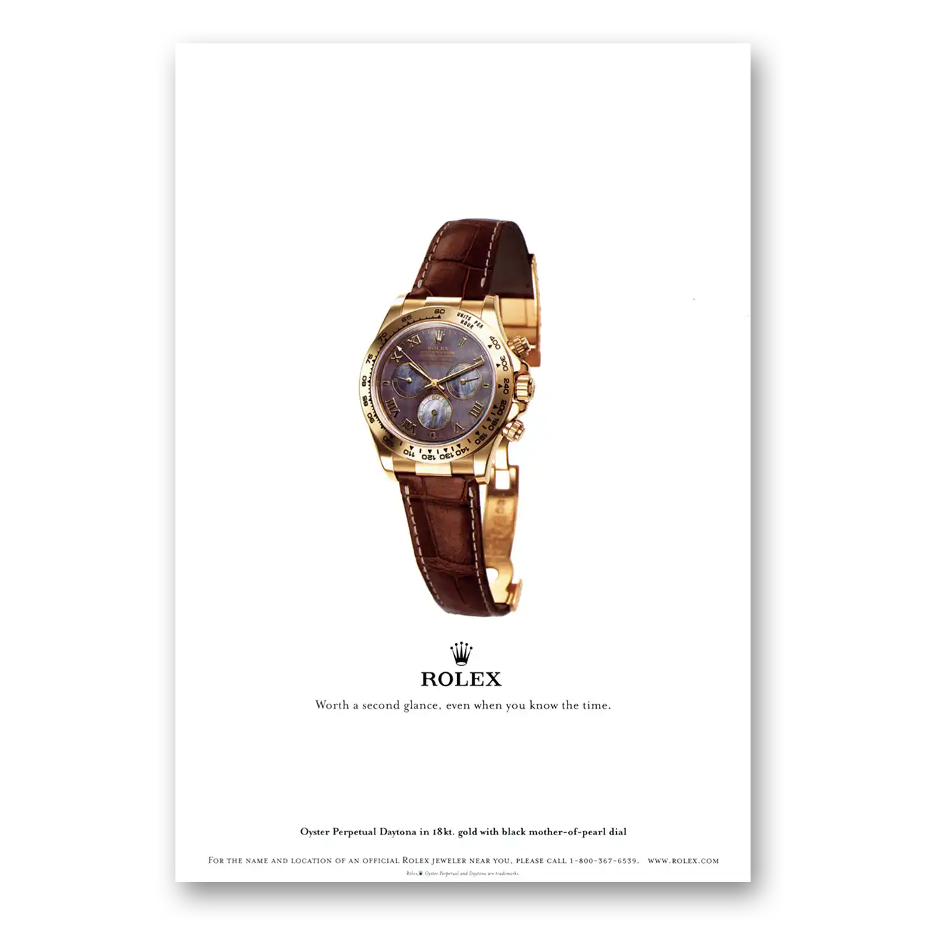 2003 Rolex Oyster Perpetual Daytona Second Glance Vintage Magazine Print Ad