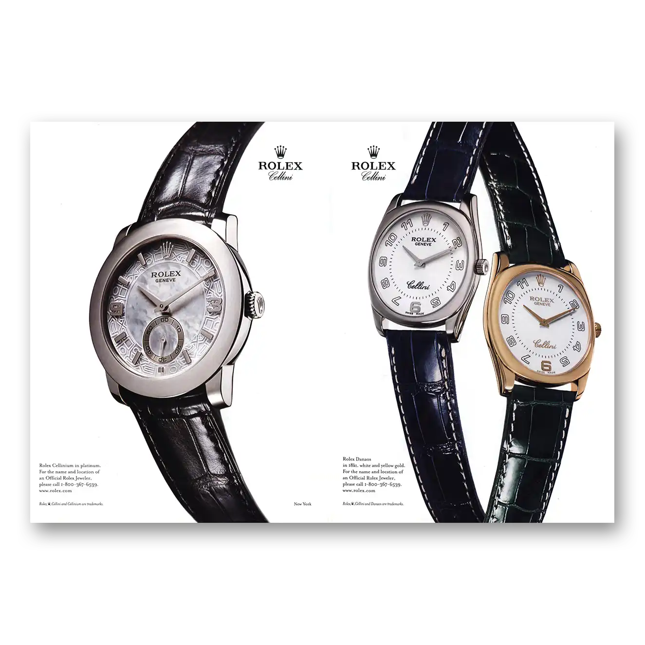 2003 Rolex Danaos Cellinium Vintage Magazine Print Ad