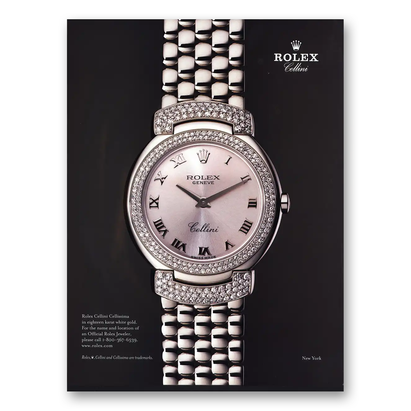 2003 Rolex Cellini Eighteen Karat White Gold Vintage Magazine Print Ad