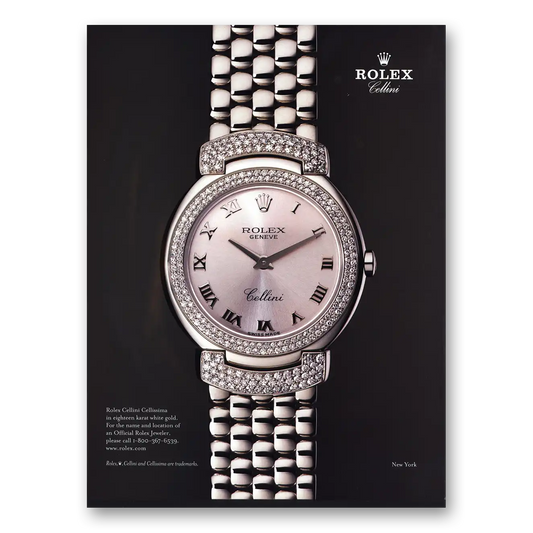 2003 Rolex Cellini Eighteen Karat White Gold Vintage Magazine Print Ad