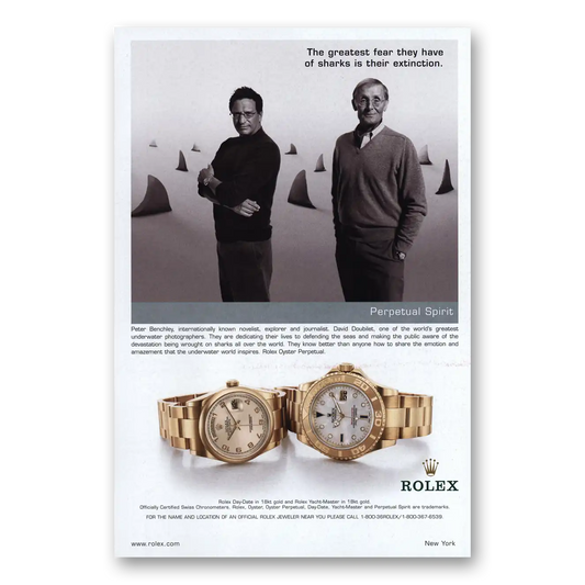 2003 Rolex Peter Benchley and David Doubilet Vintage Magazine Print Ad