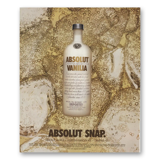 2004 Absolut Vodka Absolut Vanilla Absolut Snap Vintage Magazine Print Ad