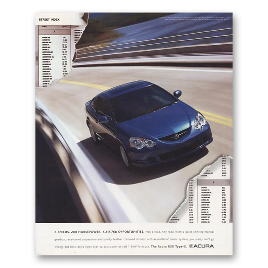 2004 Acura RSX Type S 5 Speeds 200 Horsepower Vintage Magazine Print Ad