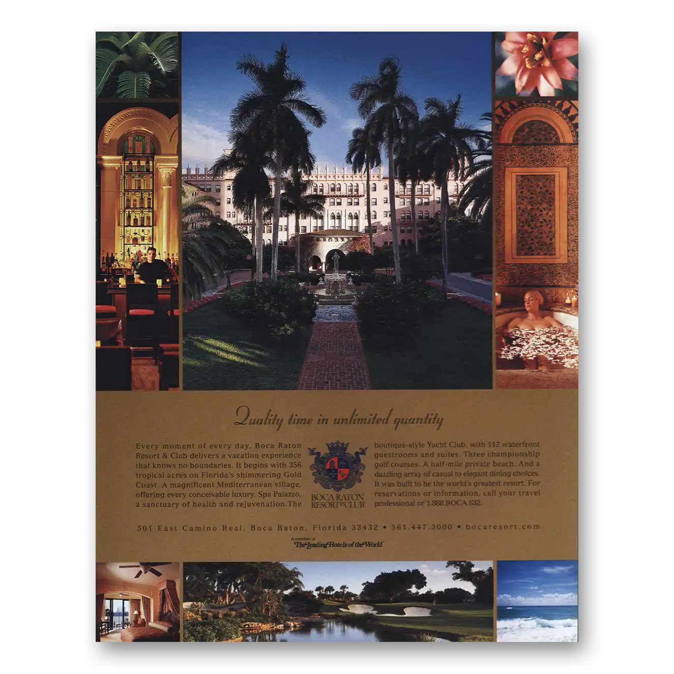 2004 Boca Raton Hotel and Club Quality Time Vintage Magazine Print Ad