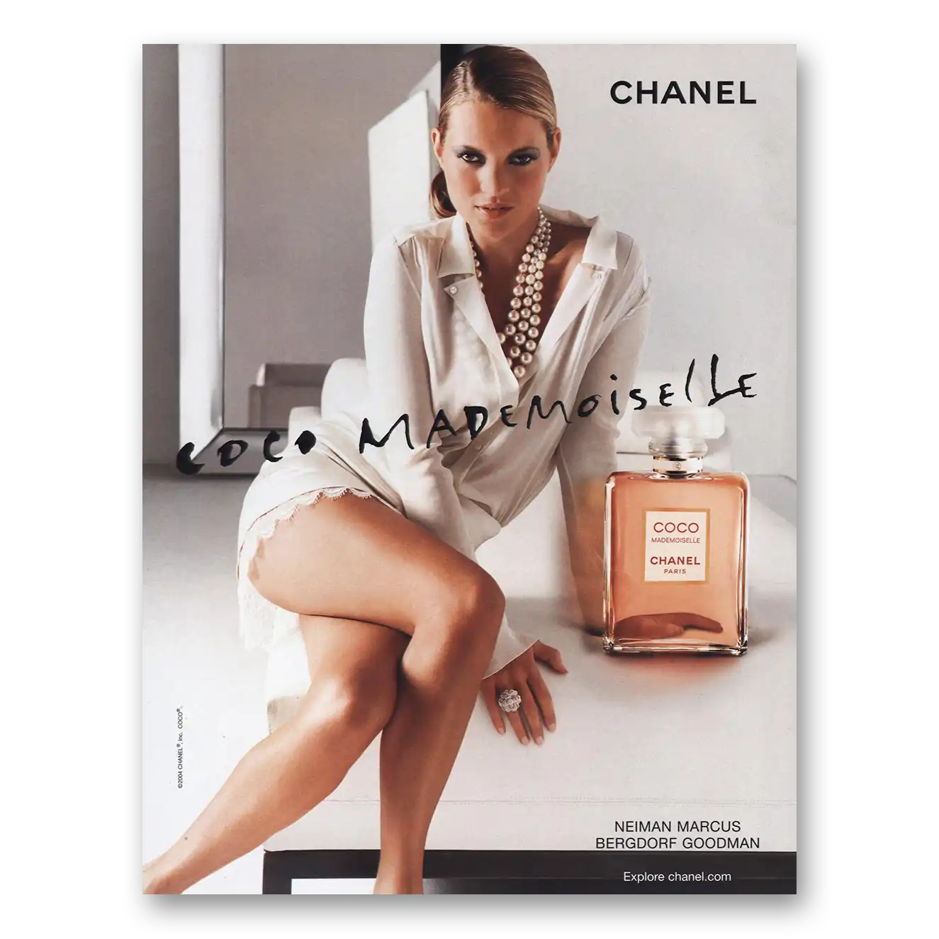 2004 Chanel Coco Perfume Mademoiselle Kate Moss Vintage Magazine Print Ad