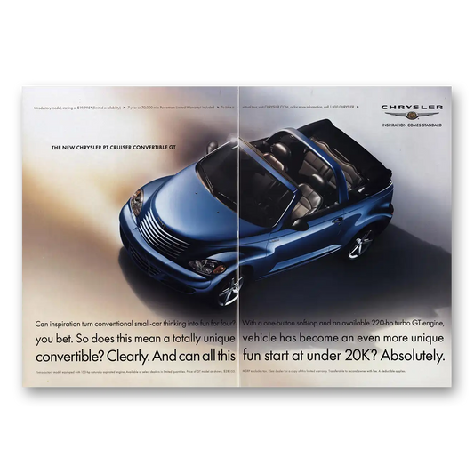 2004 Chrysler PT Cruiser Convertible Inspiration Turn Conventional Vintage Magazine Print Ad