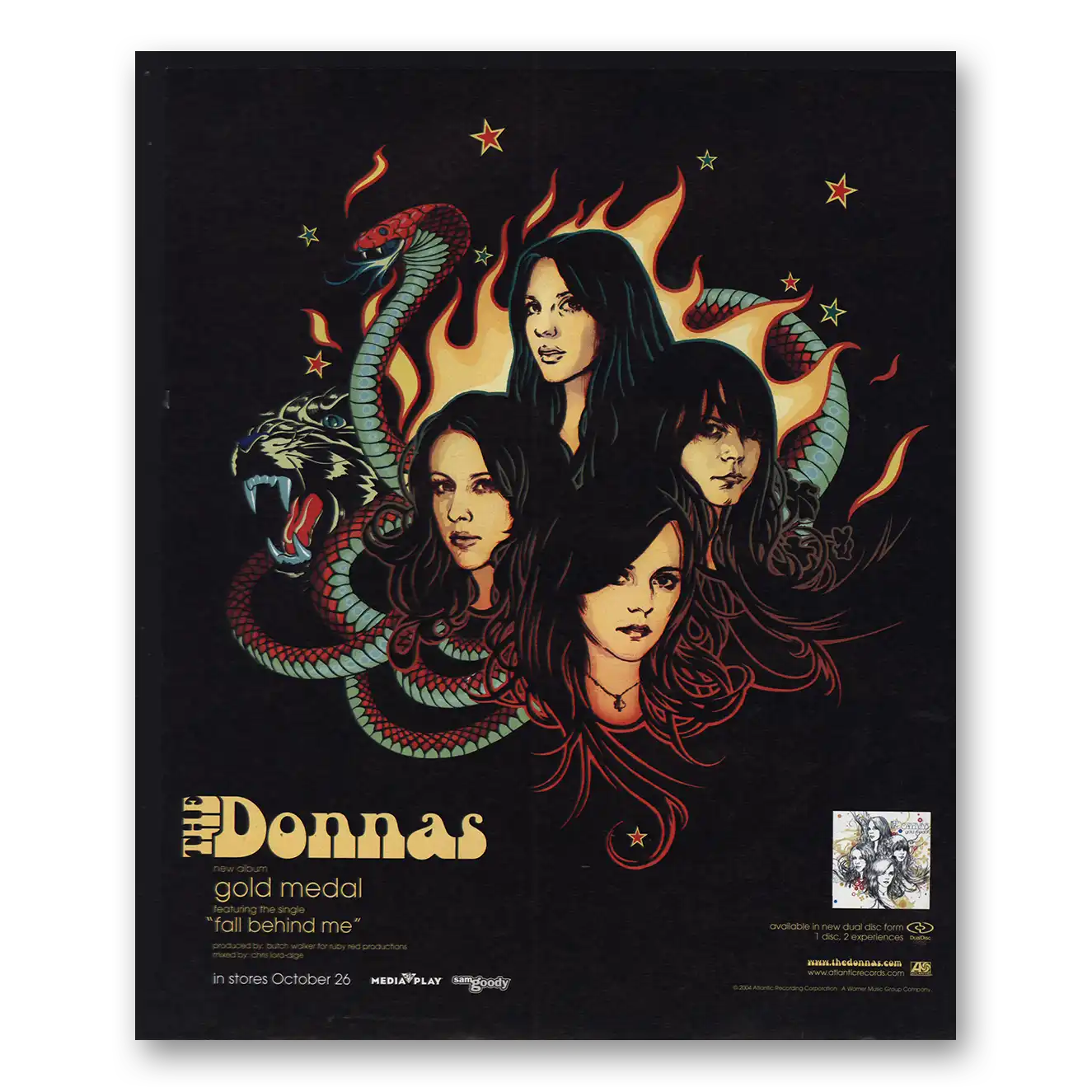 2004 The Donnas Promo Gold Medal Vintage Magazine Print Ad