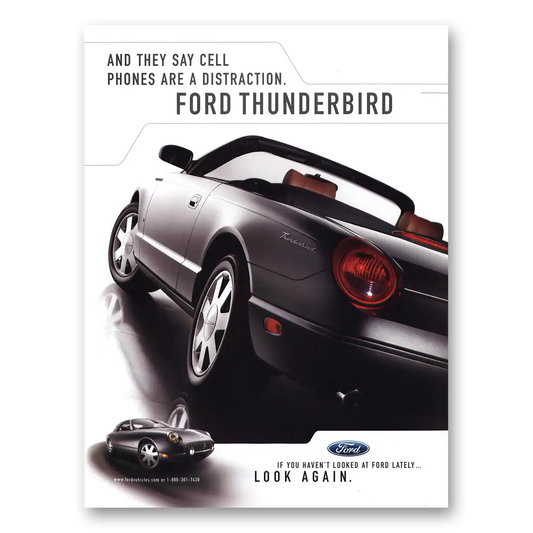 2004 Ford Thunderbird Cell Phones Distraction Vintage Magazine Print Ad