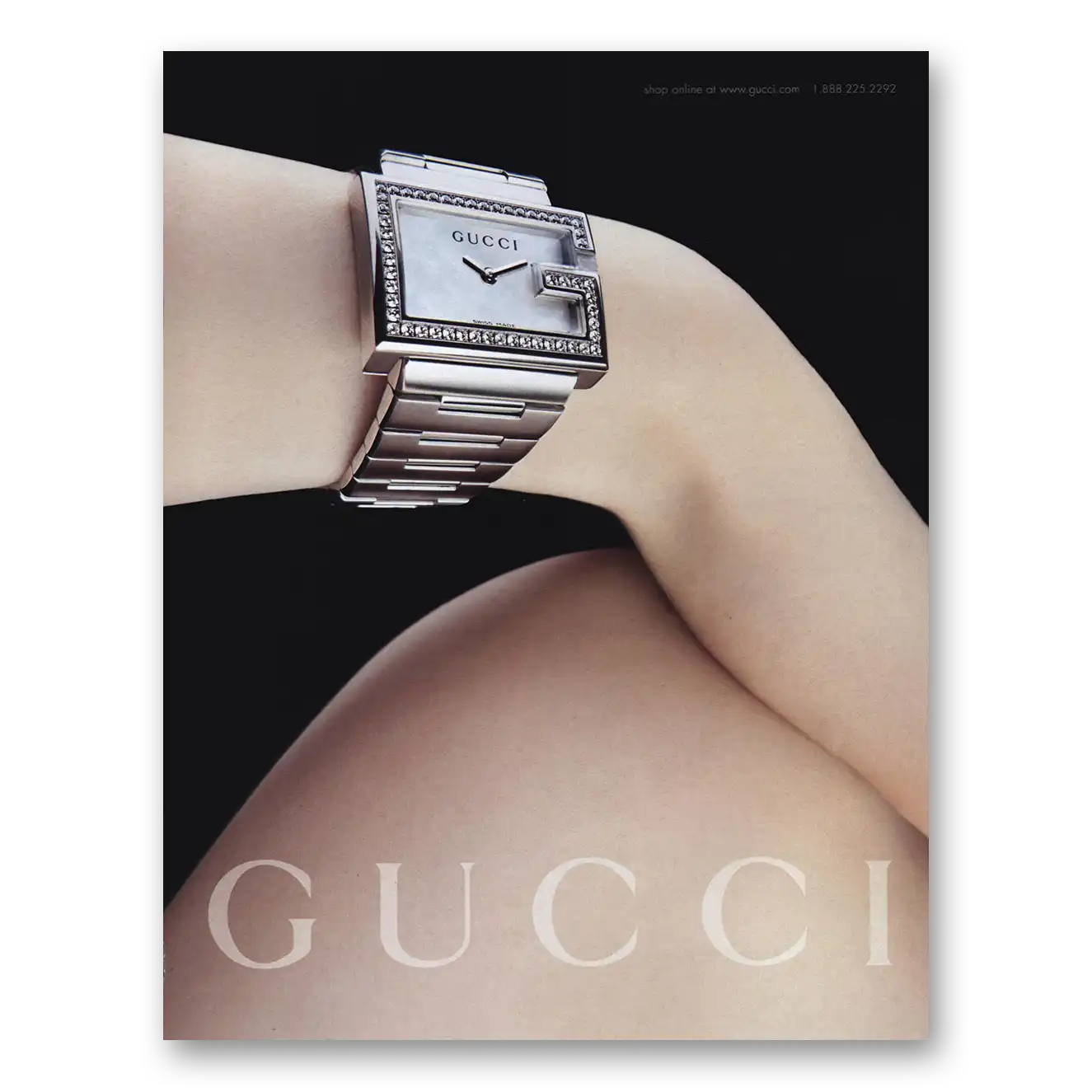 2004 Gucci Watches Silver Diamond Watch Vintage Magazine Print Ad