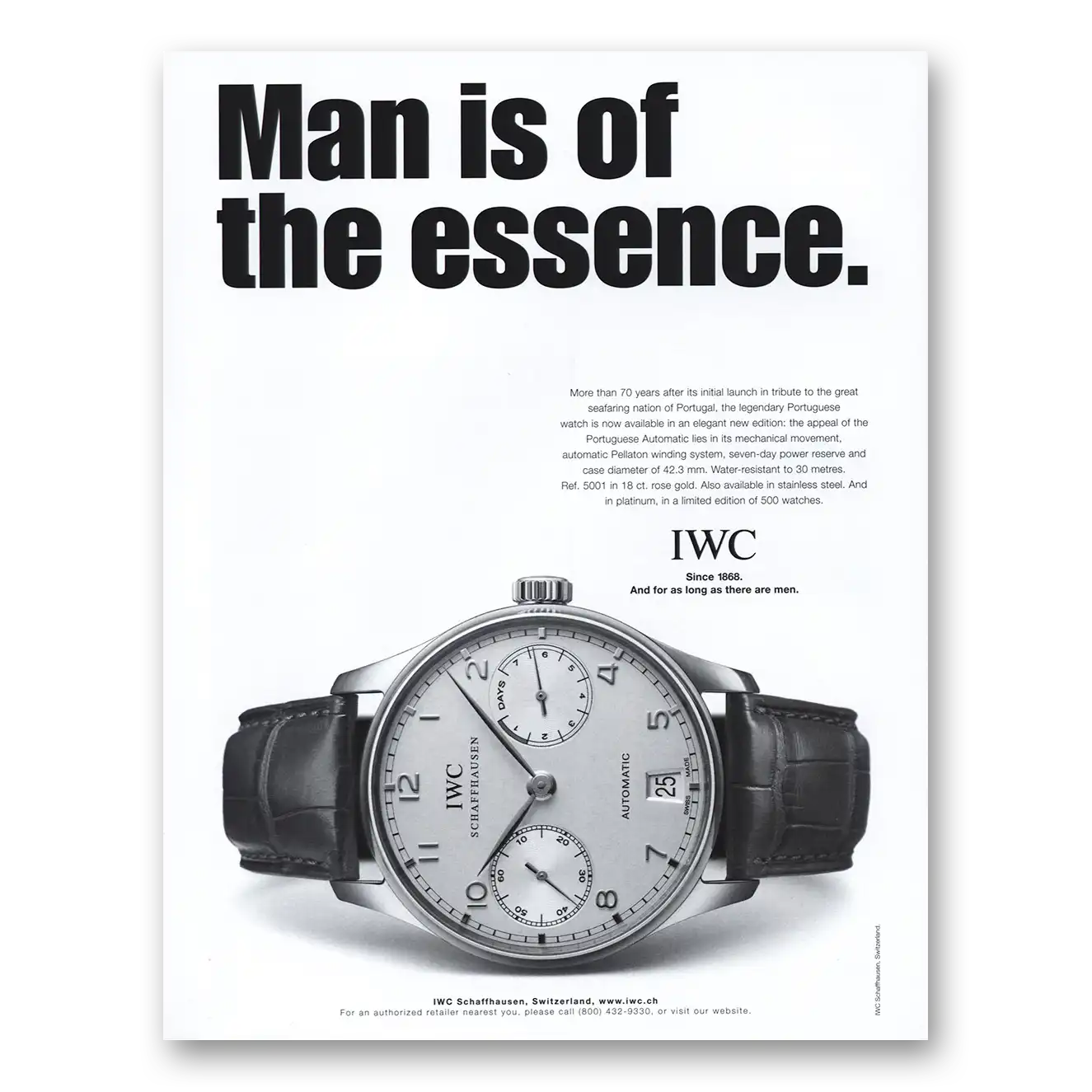 2004 IWC Watches Watches Man Is of the Essence Vintage Magazine Print Ad