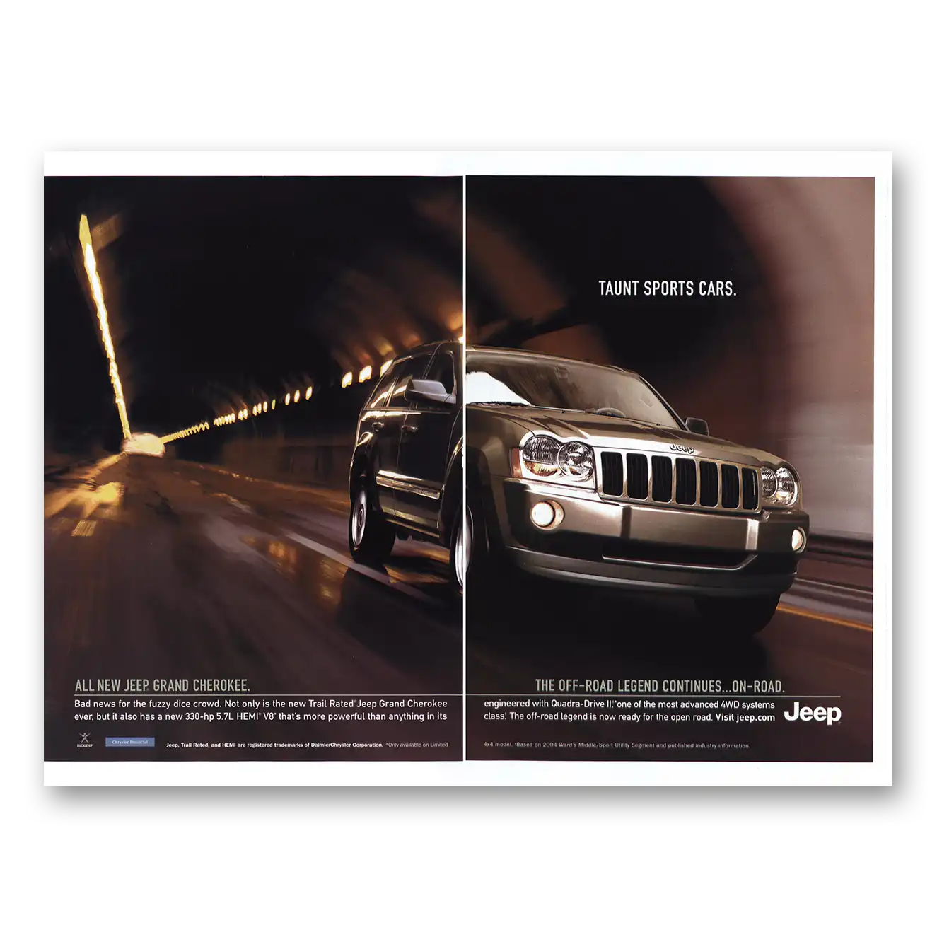 2004 Jeep Grand Cherokee Taunt Sports Cars Vintage Magazine Print Ad