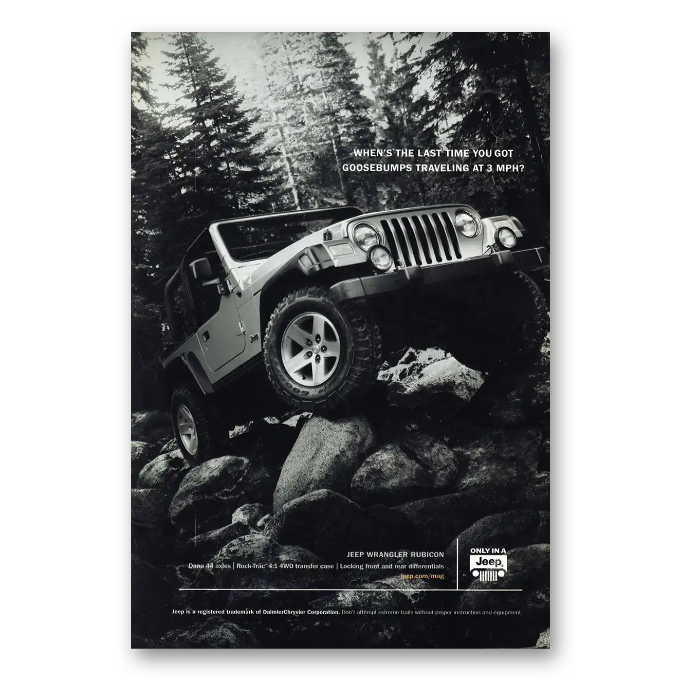 2004 Jeep Wrangler Last Time Goosebumps Vintage Magazine Print Ad